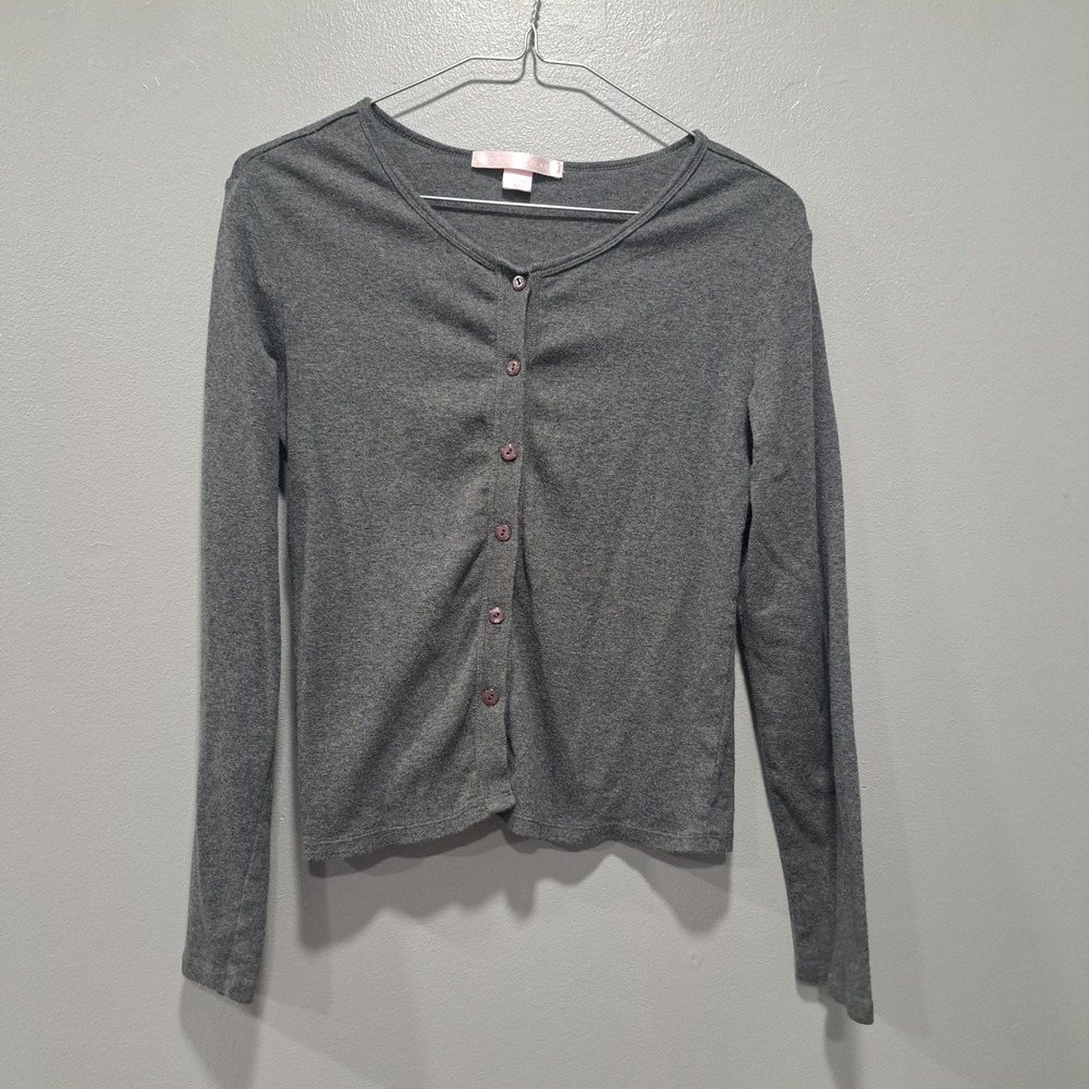 Victoria's Secret Gray Long Sleeve Button Front Top‎ XS Coquette Minimalist Base